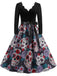 40er Halloween Kleid mit Totenkopf- und Rosenprint