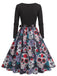 40er Halloween Kleid mit Totenkopf- und Rosenprint