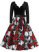 40er Halloween Kleid mit Totenkopf- und Rosenprint