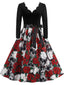 40er Halloween Kleid mit Totenkopf- und Rosenprint