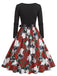 40er Halloween Kleid mit Totenkopf- und Rosenprint