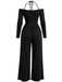 Weinroter 60er schulterfreier Jumpsuit mit Neckholder