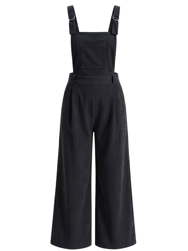 Dunkelblauer 40er Cordjumpsuit mit geradem Bein