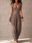 40er Harem-Jumpsuit mit Spitzeneinsätzen und Rüschenträgern