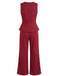 80er Set aus ärmelloser V-Ausschnitt-Weste und High-Waist-Hose