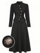 Schwarzes 40er Set aus Stehkragenblazer und Rock