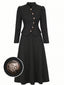 Schwarzes 40er Set aus Stehkragenblazer und Rock