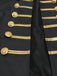 Schwarze 60er Militärjacke mit Stehkragen und Goldbesatz