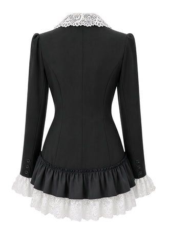 60er Blazerkleid mit Spitzenrevers und Volantsaum