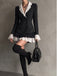 60er Blazerkleid mit Spitzenrevers und Volantsaum