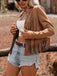 Braune 70er Westernjacke aus Wildlederimitat mit Nieten und Fransen