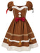 [Übergröße] Senfgelbes 50er Lebkuchenmännchen-Kleid mit Flauschbesatz