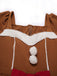 [Übergröße] Senfgelbes 50er Lebkuchenmännchen-Kleid mit Flauschbesatz