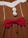 [Übergröße] Senfgelbes 50er Lebkuchenmännchen-Kleid mit Flauschbesatz