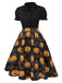 1950er Halloween Kürbis Fliege Kleid