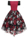 [Vorverkauf] 1950er Gothic Skelett Totenkopf Rose Spitze Mesh Kleid