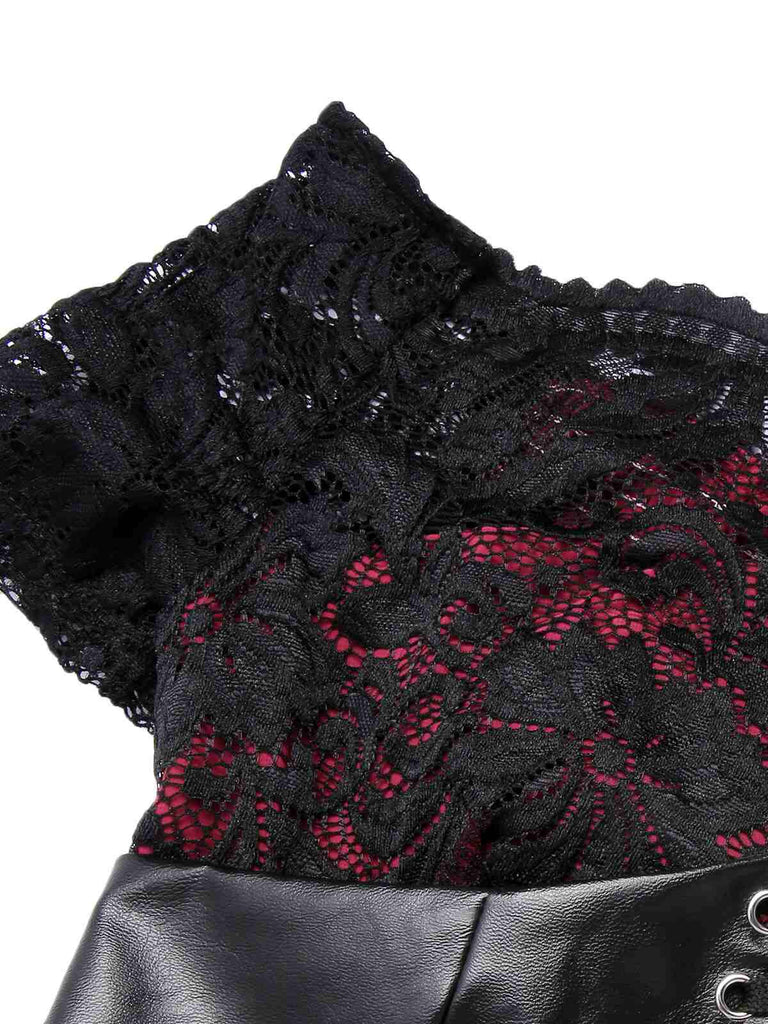 [Vorverkauf] 1950er Gothic Skelett Totenkopf Rose Spitze Mesh Kleid