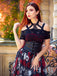 [Vorverkauf] 1950er Gothic Skelett Totenkopf Rose Spitze Mesh Kleid