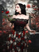 [Vorverkauf] 1950er Gothic Skelett Totenkopf Rose Spitze Mesh Kleid