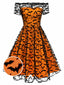 [Vorverkauf] 1950er Halloween Fledermaus Kostüm Spitzen Schulter Swing Kleid