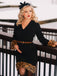 Schwarzes 1960er Leopard Plüsch V-Ausschnitt Bleistiftkleid