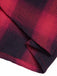 Schwarz-rotes 1950er Gingham-Kariertes Kleid mit Knopfaufschlag