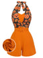 Orange 1950er Halloween Kürbis Halter Romper
