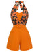 Orange 1950er Halloween Kürbis Halter Romper