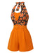 Orange 1950er Halloween Kürbis Halter Romper