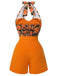 Orange 1950er Halloween Kürbis Halter Romper