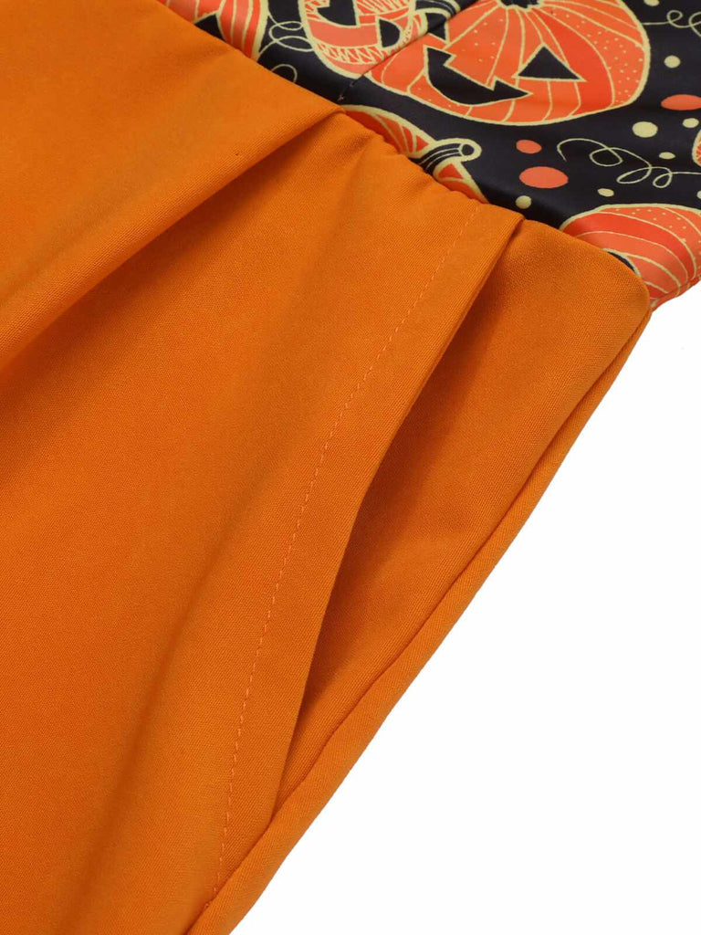 Orange 1950er Halloween Kürbis Halter Romper