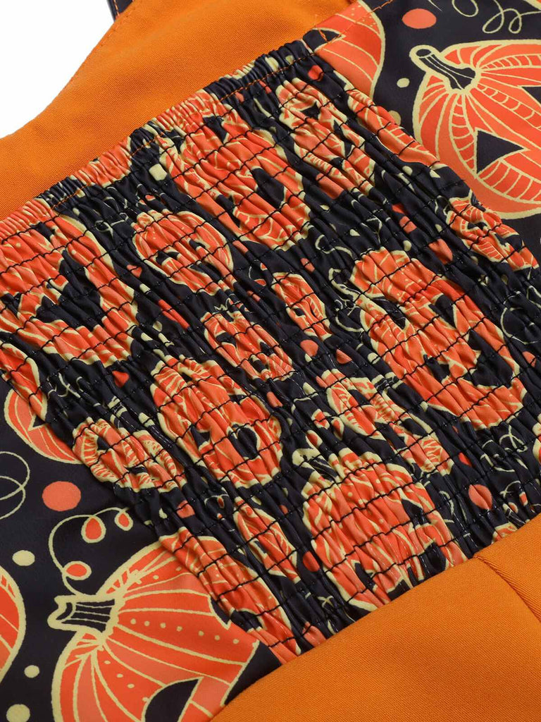 Orange 1950er Halloween Kürbis Halter Romper