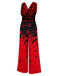 Roter 1930er Fledermaus-Overall mit V-Ausschnitt