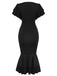 Gothic 1930er V-Ausschnitt Blut Handabdruck Fishtail Kleid