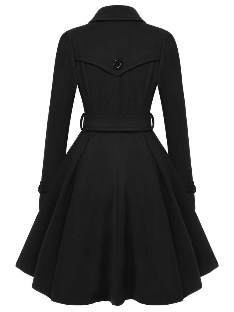 Rot 1950er Solide Farbe Revers Schmaler Mantel