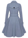 Grau 1950er Solide Revers Schmaler Mantel