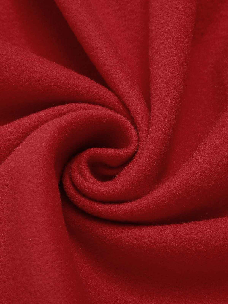 Rot 1950er Solide Farbe Revers Schmaler Mantel