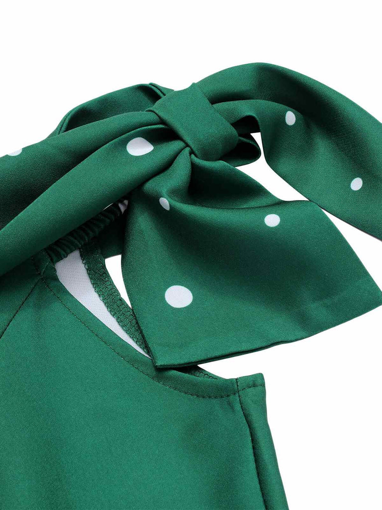 Grün 1950er Weihnachten Schulterfrei Schneeflocke Kleid