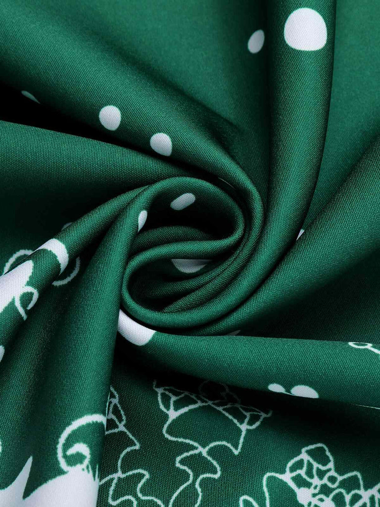 Grün 1950er Weihnachten Schulterfrei Schneeflocke Kleid
