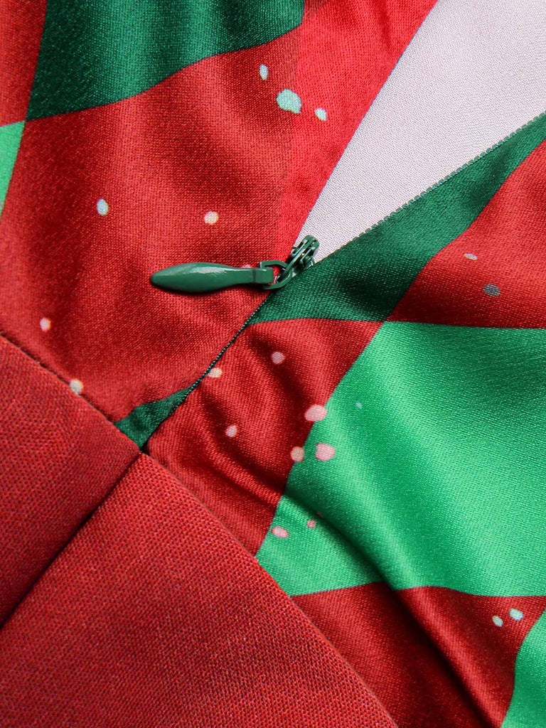 Rot 1930er Weihnachten Plaid Spitze Patchwork Jumpsuit