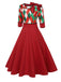 Grün 1950er Weihnachten Plaid Patchwork Kleid