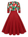 Grün 1950er Weihnachten Plaid Patchwork Kleid