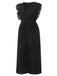 [Übergröße] Schwarz 1930er  Rüsche V-Ausschnitt Plissee Jumpsuit