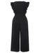 [Übergröße] Schwarz 1930er  Rüsche V-Ausschnitt Plissee Jumpsuit