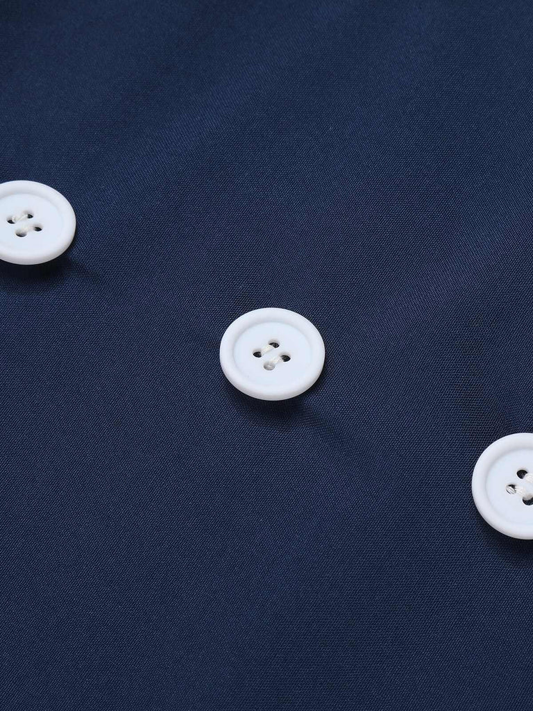 Rot & Blau 1950er Chevron Streifen Gurt Romper