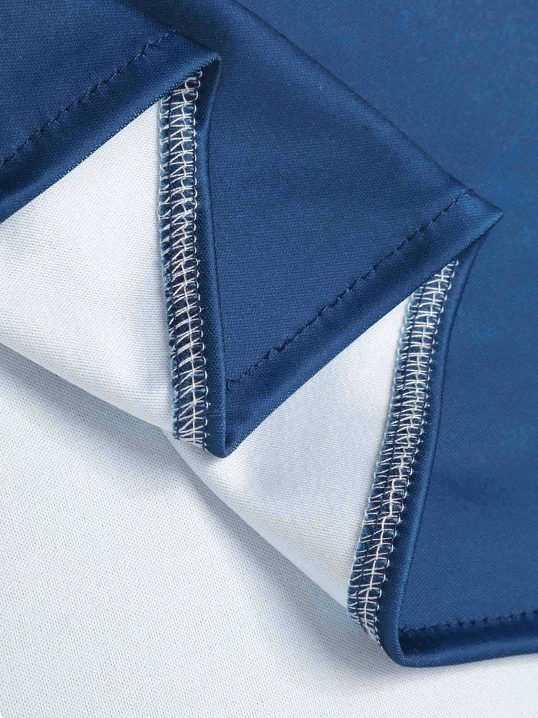 [Vorverkauf] Blau 1940er Eine Schulter Pflanzenschlitz Kleid
