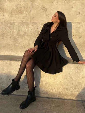 Weihnachten Pelzkragen Taillierter Winter Mantel