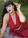 Rot 1950er Polka Dot Halter Kleid