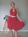 Rot 1950er Polka Dot Halter Kleid