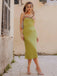 Grün 1960er Spaghetti Träger 3D-Blumenkleid